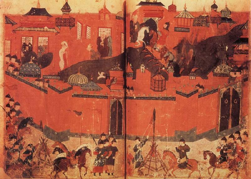 unknow artist The Mongolen Sturmen and conquer Baghdad in 1258 oil painting image